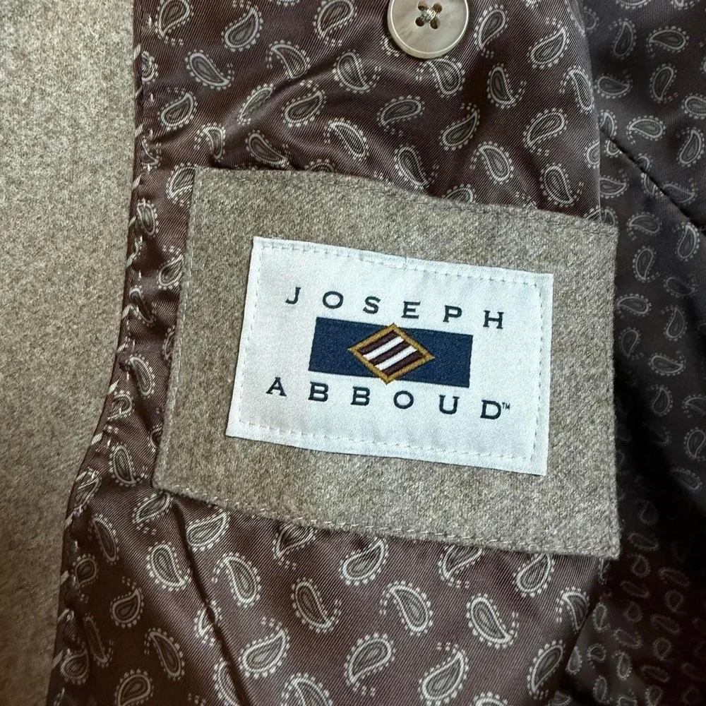 Joseph Abboud Beige Italian Wool Paisley Lined Sport Coat Size 46R